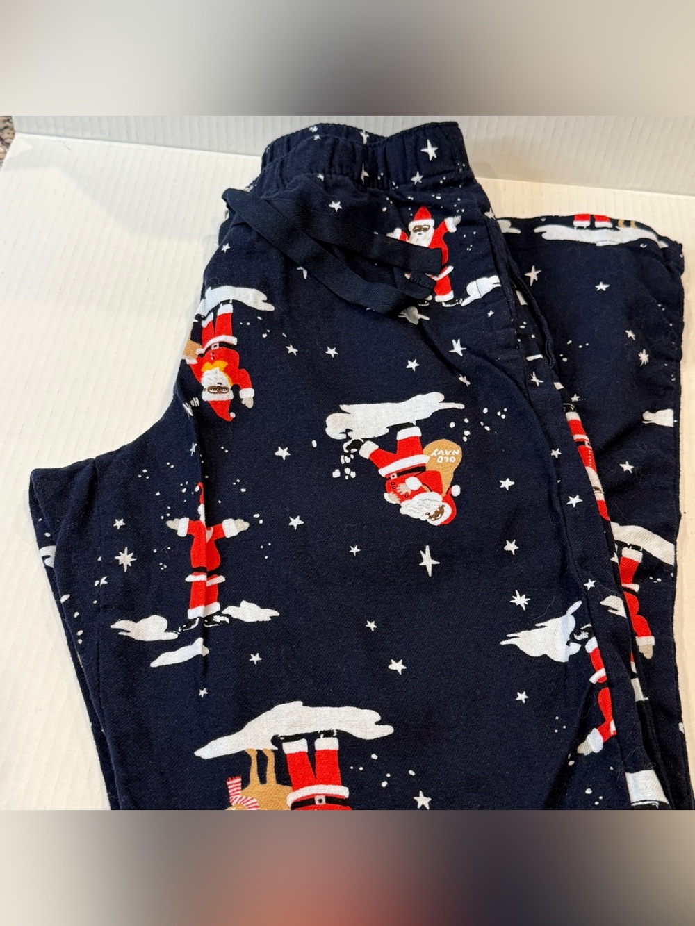 Old Navy XS Navy Santa Christmas Pajama Pants Drawstring Lounge